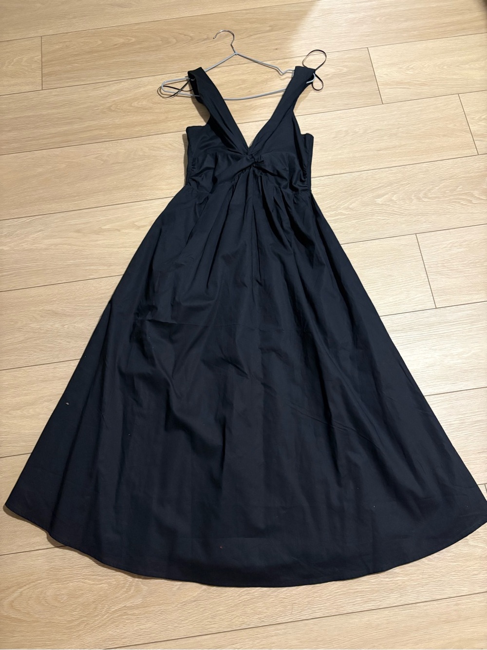 twik Black Maxi Dress with V-Neck and Wide Straps